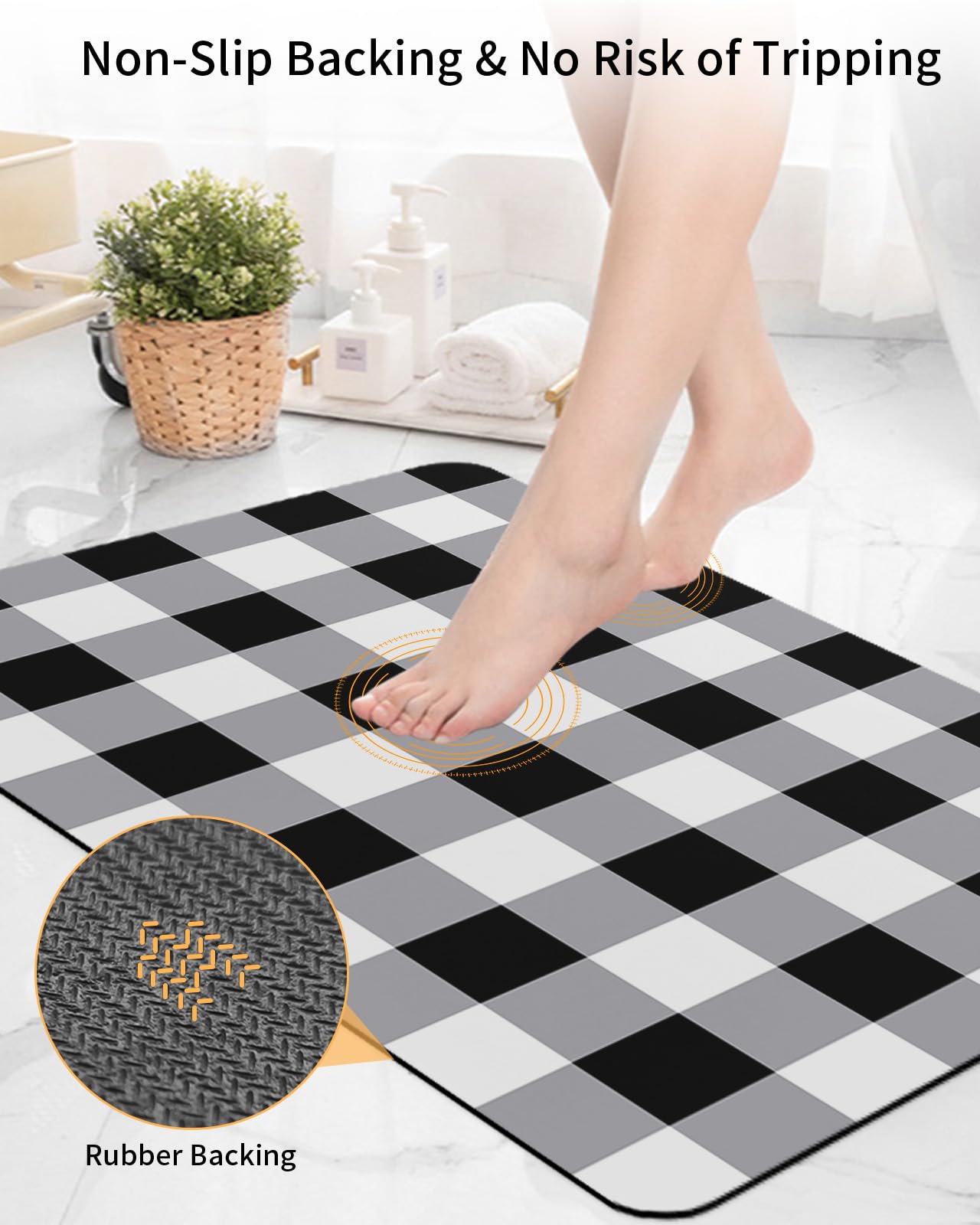 Amazon.com: Buffalo Check Bath Mat Rug Quick Dry Absorbent Rubber
